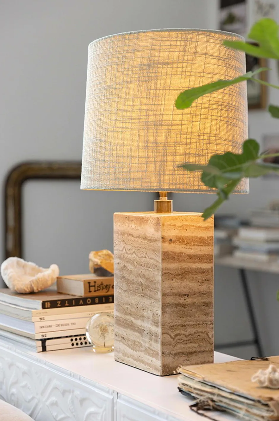 Best Alde & Lind Lampefod Zenith H34 Travertin Beige