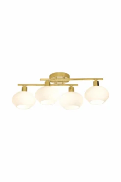 Clearance Aneta Lighting Badeværelseslampe Elba Mat messing/opal hvid