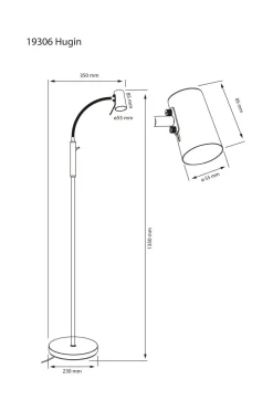 Aneta Lighting Gulvlampe Hugin Sort