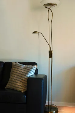 Best Aneta Lighting Gulvlampe LED CANNES Antique brass