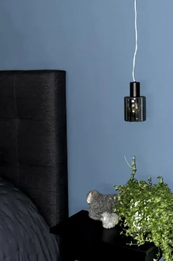 Best Aneta Lighting Pendel CYLINDER Sort/røggrå
