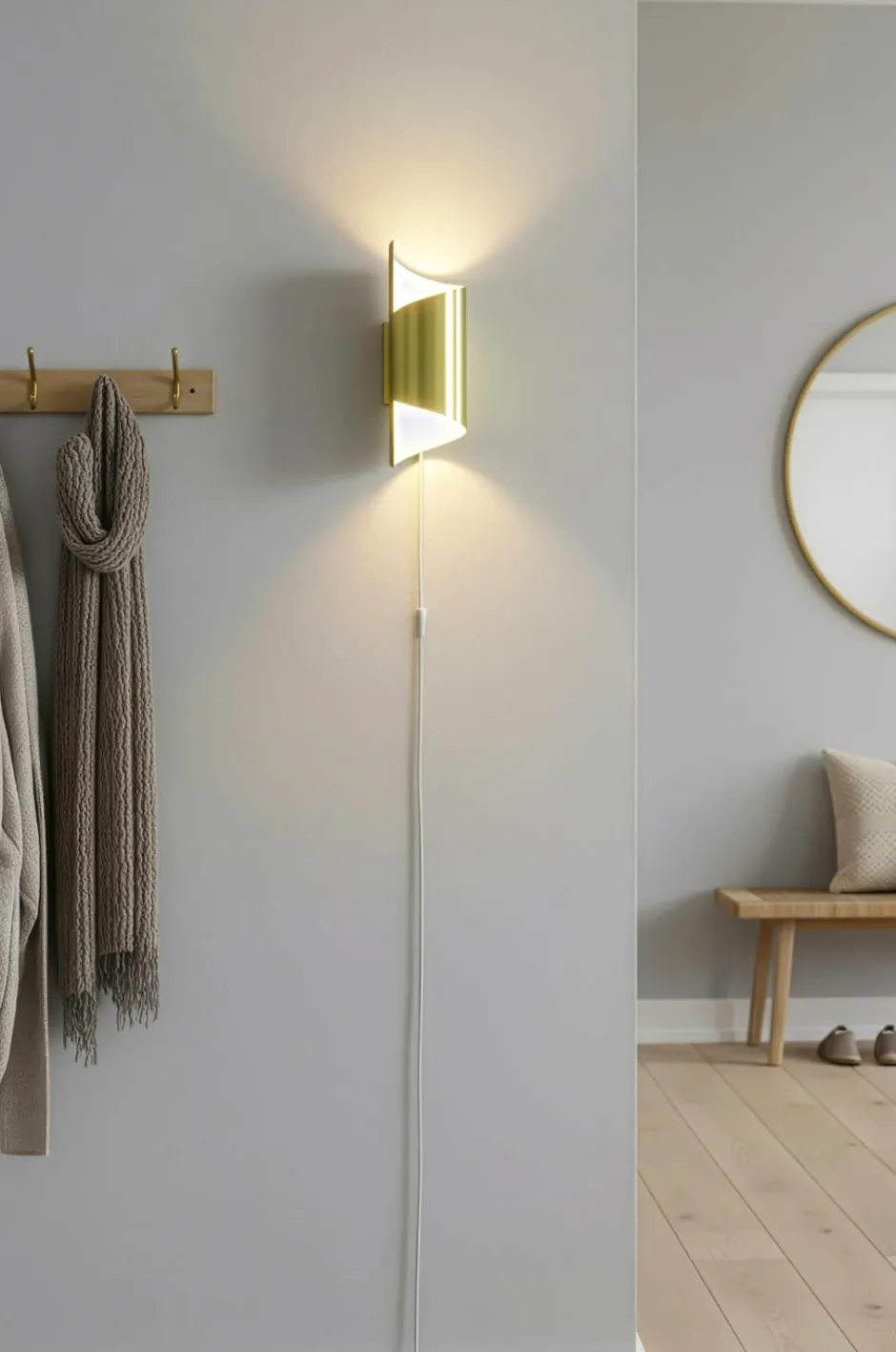 Best Aneta Lighting Væglampe Lucile mat messing/hvid