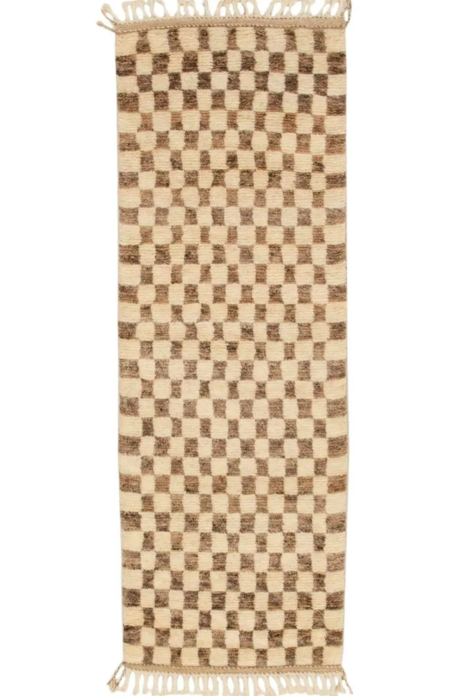 Bargi Uldtæppe Berber Chess 88x255 cm Brun