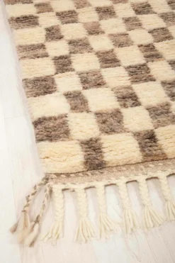 Bargi Uldtæppe Berber Chess 88x255 cm Brun