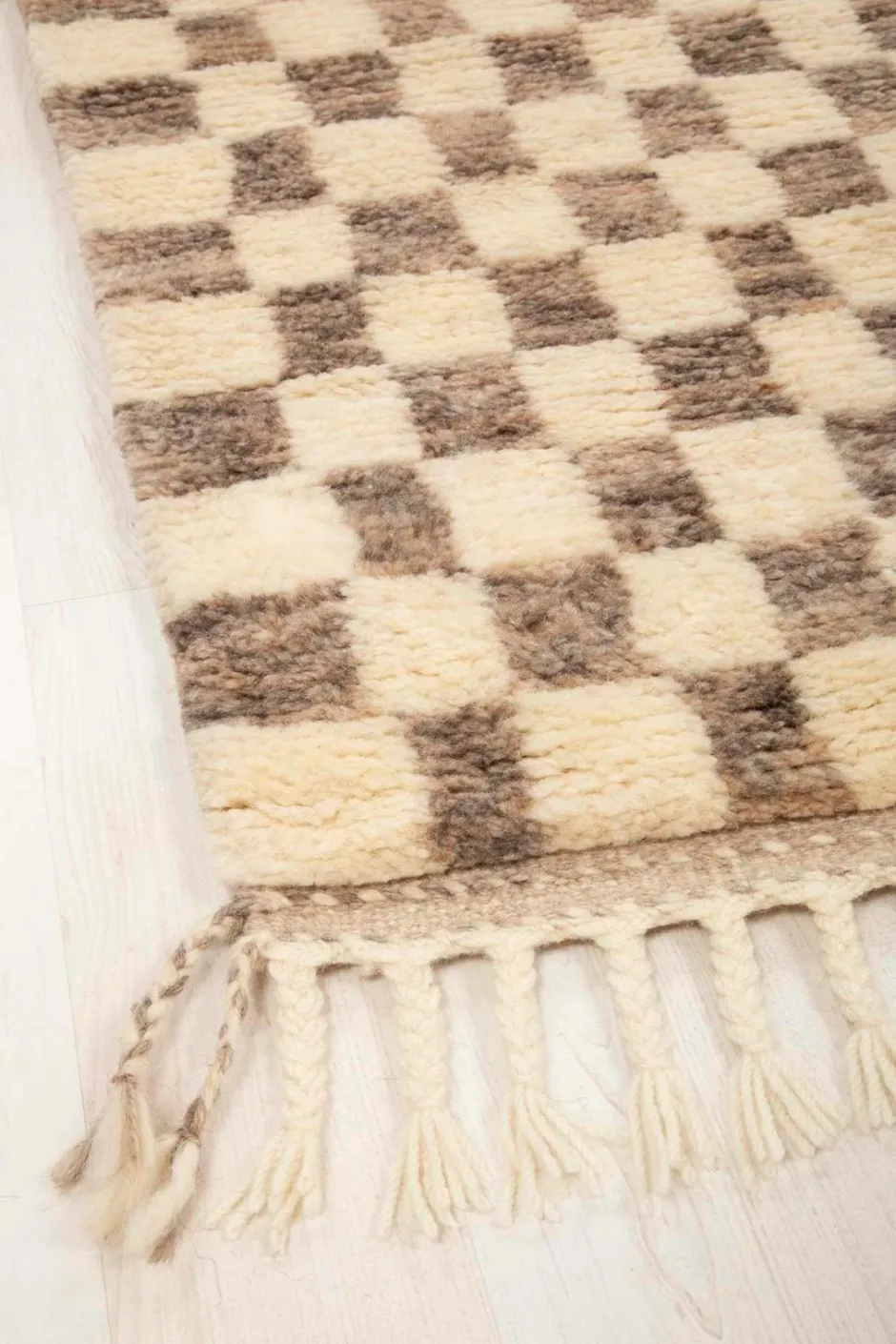 Bargi Uldtæppe Berber Chess 88x255 cm Brun