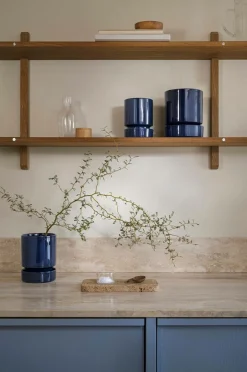 Bergs Potter Hoff Glazed, Ø12 cm, sæt Safirblå