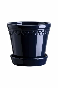 Best Bergs Potter Krukke med underskål Københavner GLAZED, diameter 21 cm Sapphire blue