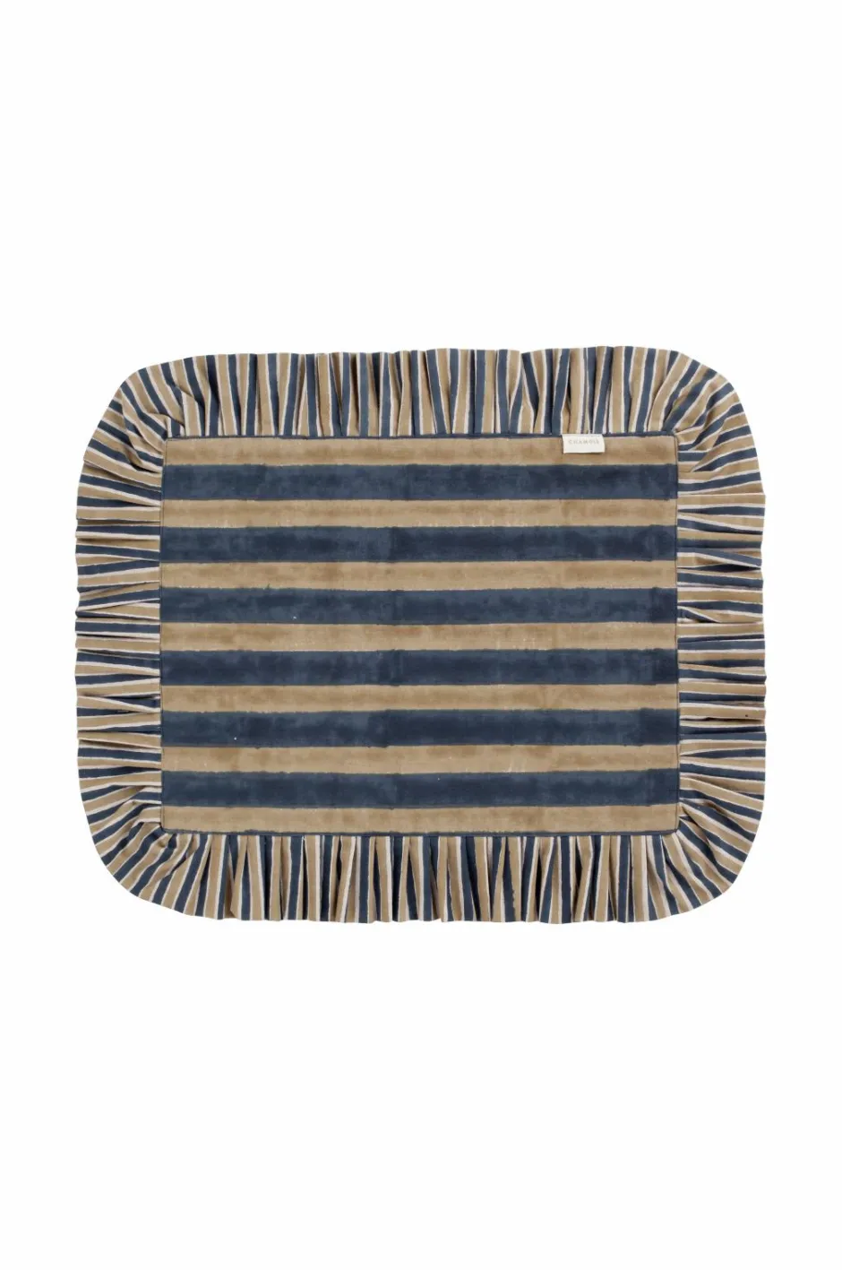Best Chamois Dækkeservietter med flæser Jaipur STRIPE, sæt med 2 Beige & Blue