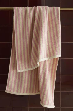 Clearance Ellos Home Badehåndklæde Stripe 70x140cm Lyserød