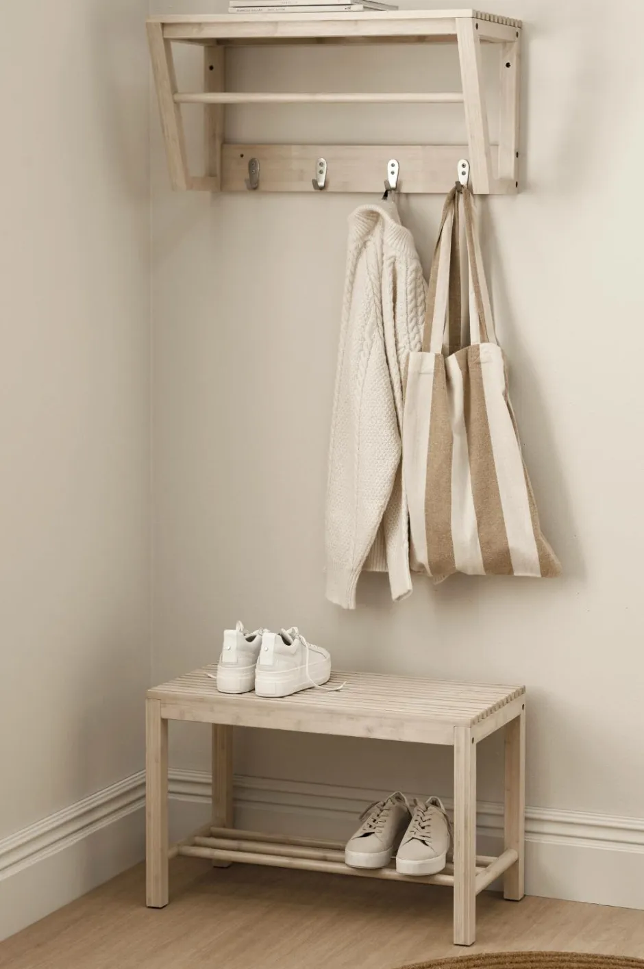 Best Ellos Home Bænk / skohylde Stripe Mat sand mat sand