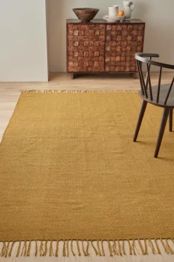Clearance Ellos Home Bomuldstæppe Flora Guldbrun