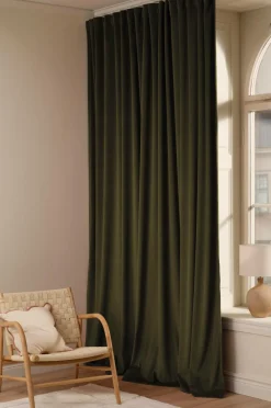 Sale Ellos Home DEMI skræddersyet fløjlsgardin Khaki