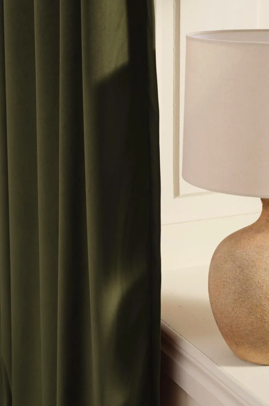 Sale Ellos Home DEMI skræddersyet fløjlsgardin Khaki