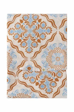 Online Ellos Home Dug Duk Elly Tile i genanvendt halvlinned Ø 150 cm Blå farve