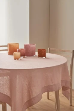 Hot Ellos Home Dug Malva i 100% hør 140x140 cm Rosa