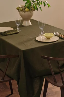 Outlet Ellos Home Dug Malva i 100% hør Mørk olivengrøn