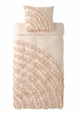 Sale Ellos Home Dynebetræk Juliette Curve Frill i vasket bomuld 2 dele Lys hot pink