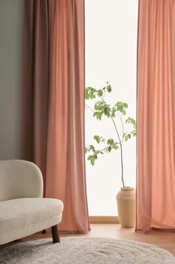 Clearance Ellos Home Gardinlængde med multibånd Nora i velour, 2-pak Nougatrosa