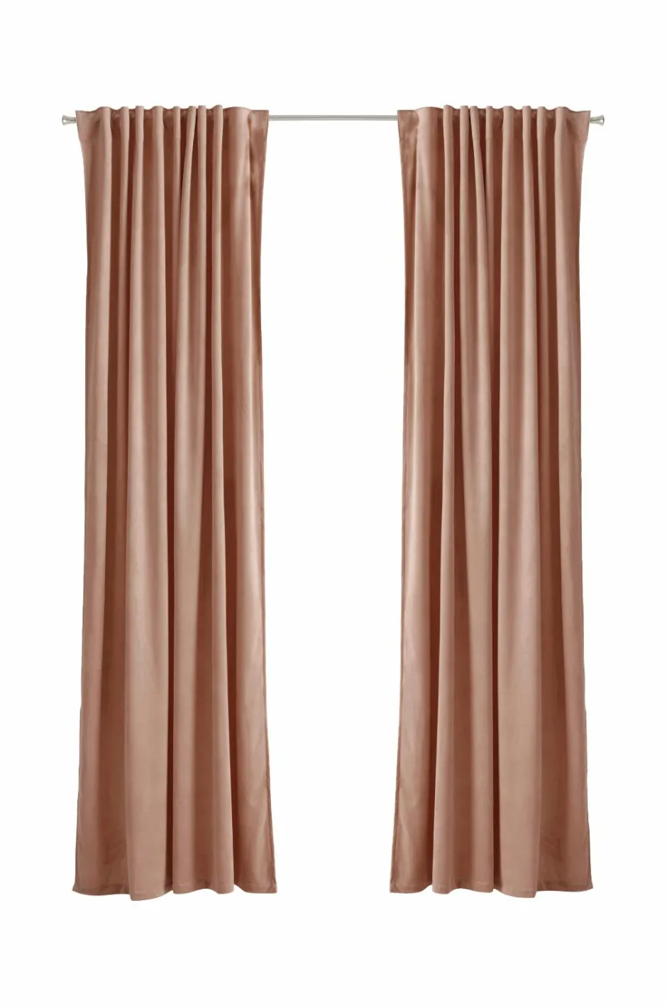 Clearance Ellos Home Gardinlængde med multibånd Nora i velour, 2-pak Nougatrosa