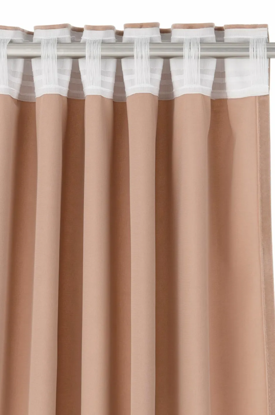 Clearance Ellos Home Gardinlængde med multibånd Nora i velour, 2-pak Nougatrosa