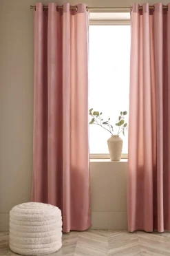 Online Ellos Home Gardinlængde med sejlringe Nora i velour, 2-pak Lyserød