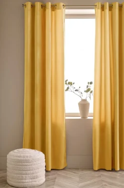 Best Ellos Home Gardinlængde med sejlringe Nora i velour, 2-pak Havregul