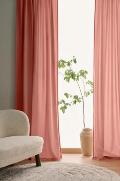 Best Ellos Home Gardinlængde med multibånd Nora i velour, 2-pak Lyserød