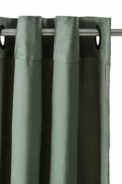 Best Ellos Home Gardinlængde med sejlringe Nora i velour, 2-pak Kakigrøn