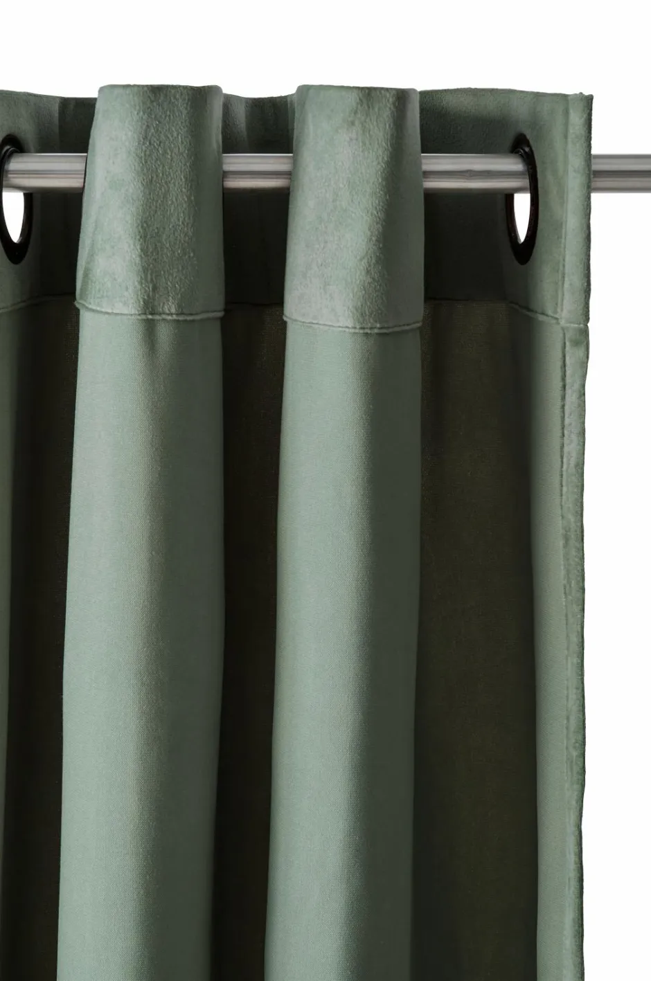 Best Ellos Home Gardinlængde med sejlringe Nora i velour, 2-pak Kakigrøn