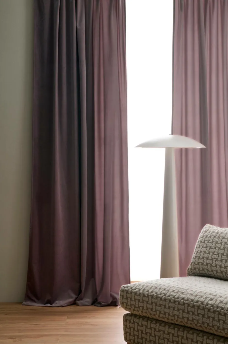 Clearance Ellos Home Gardinlængde med multibånd Nora i velour, 2-pak Purple