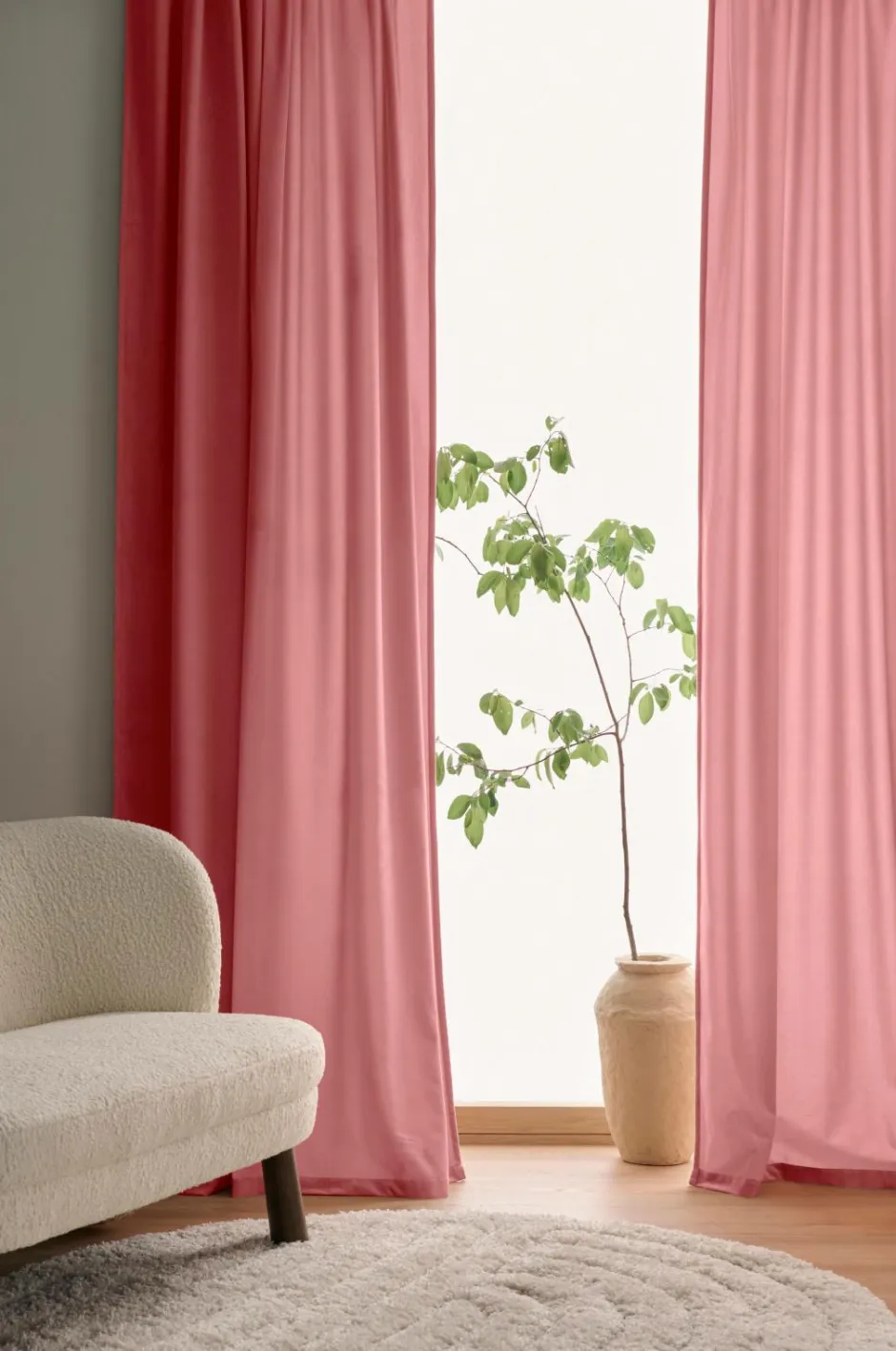 Hot Ellos Home Gardinlængde med multibånd Nora i velour, 2-pak Rosa