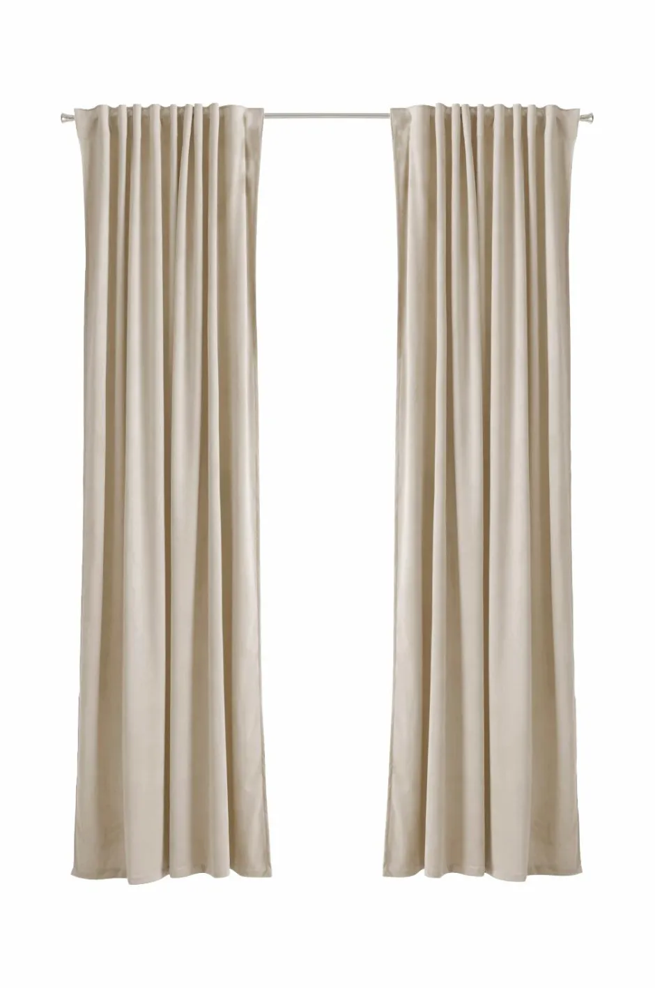 Best Ellos Home Gardinlængde med multibånd Nora i velour, 2-pak BEIGE