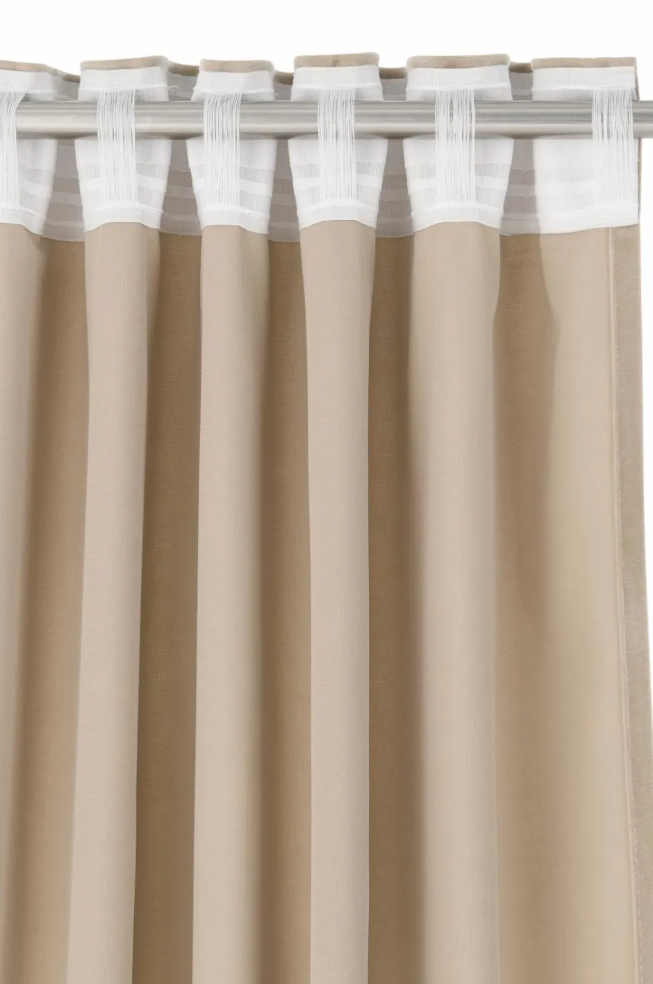 Best Ellos Home Gardinlængde med multibånd Nora i velour, 2-pak BEIGE