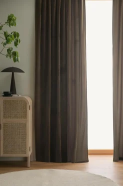 New Ellos Home Gardinlængde med multibånd Nora i velour, 2-pak Brun