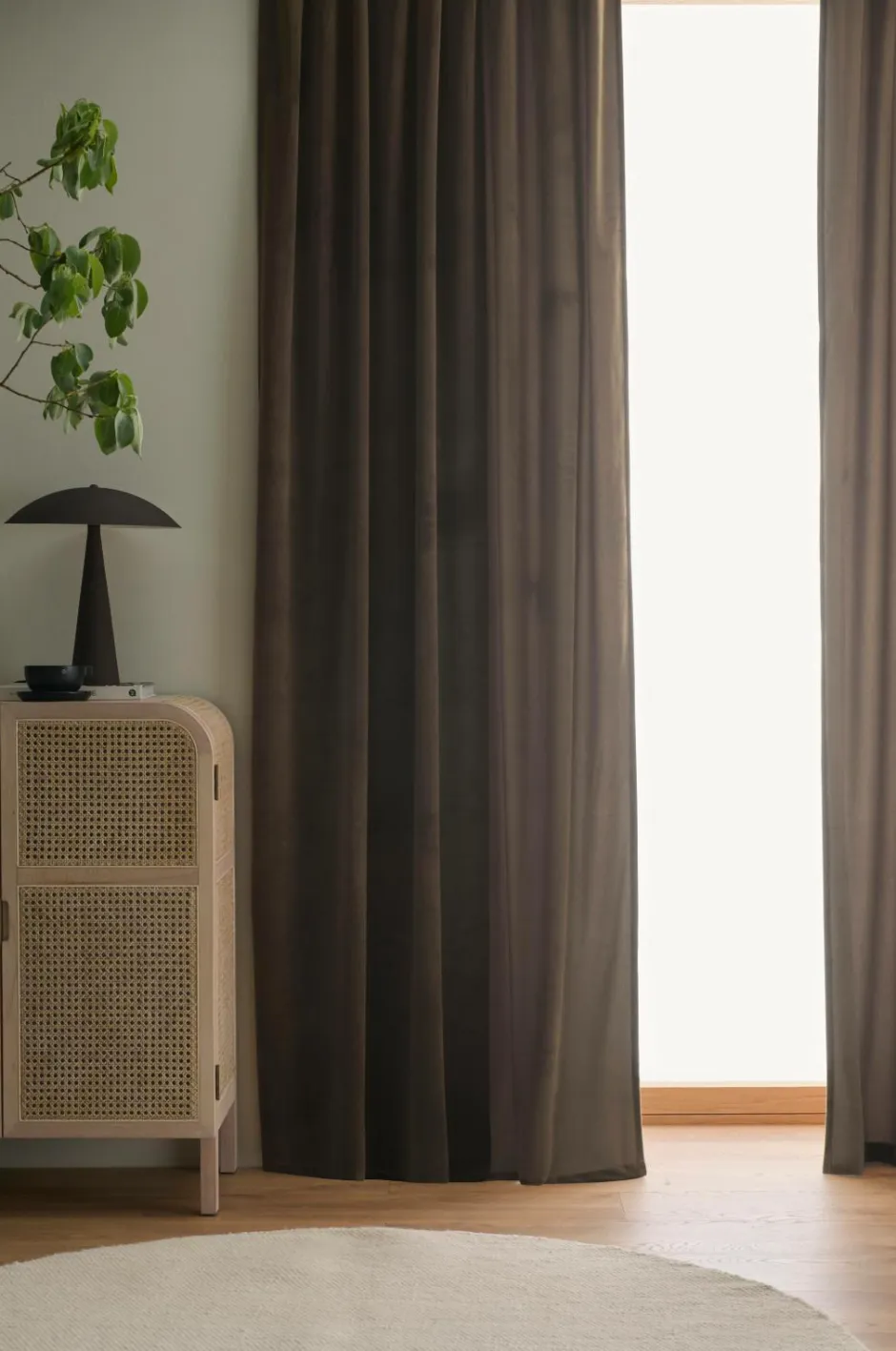 New Ellos Home Gardinlængde med multibånd Nora i velour, 2-pak Brun