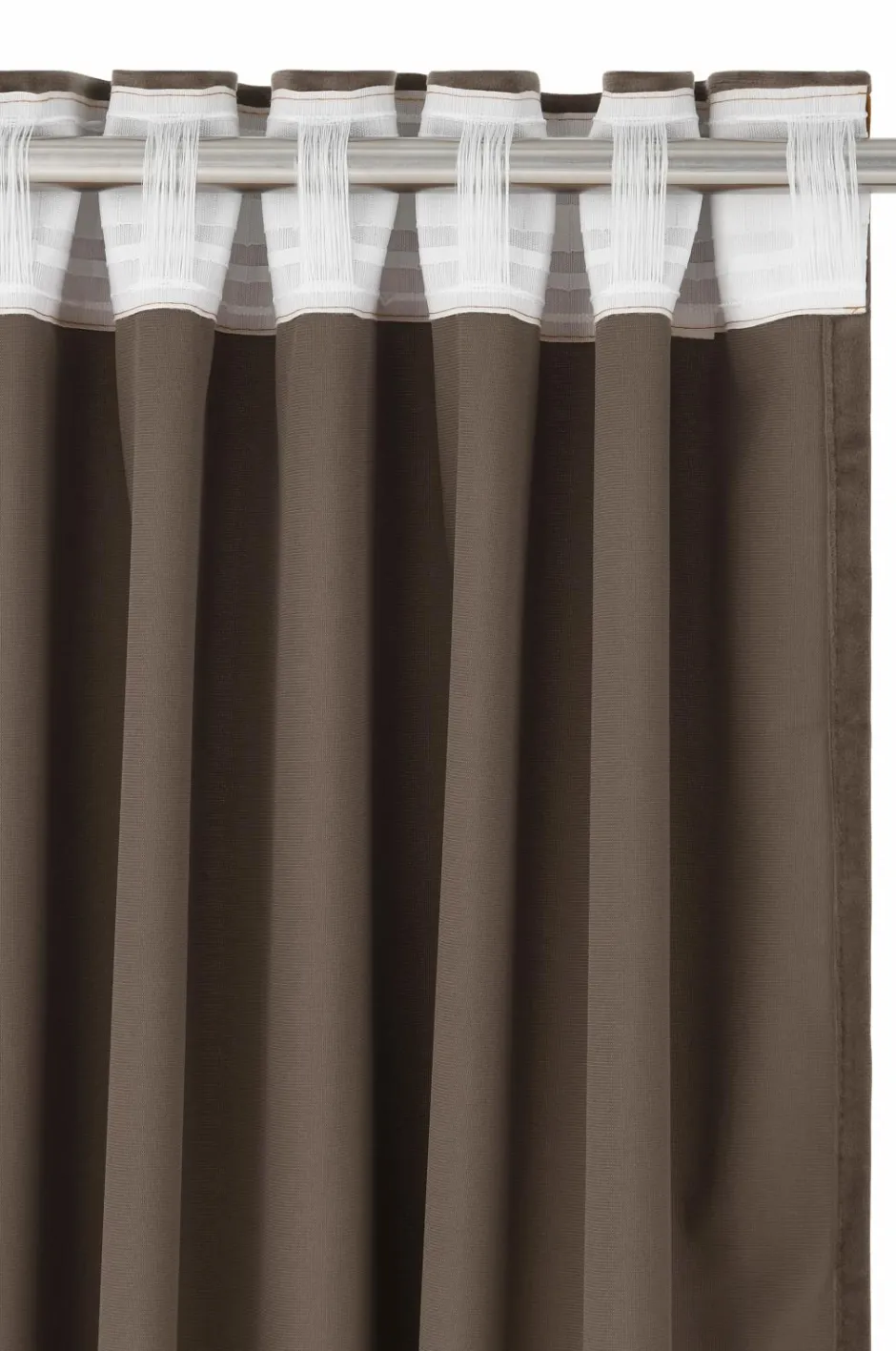 New Ellos Home Gardinlængde med multibånd Nora i velour, 2-pak Brun