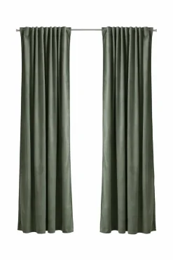 Outlet Ellos Home Gardinlængde med multibånd Nora i velour, 2-pak Kakigrøn