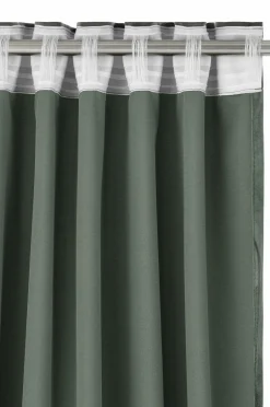 Outlet Ellos Home Gardinlængde med multibånd Nora i velour, 2-pak Kakigrøn