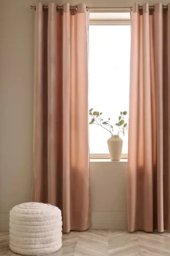 Best Ellos Home Gardinlængde med sejlringe Nora i velour, 2-pak Nougatrosa