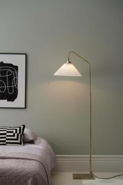 Outlet Ellos Home Gulvlampe Kate Offwhite/antikmessing