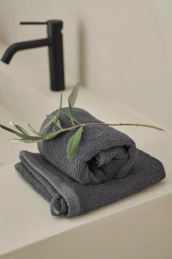 Clearance Ellos Home Håndklæde Elise 2-pak 30x50 Mørkegrå