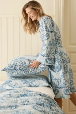 Sale Ellos Home Kimono Juliett Medallion i vasket bomuld Blå farve