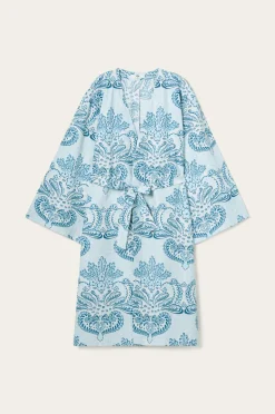 Sale Ellos Home Kimono Juliett Medallion i vasket bomuld Blå farve