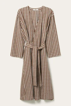 Discount Ellos Home Kimono Nell Check Kimono Lyseblå/brun