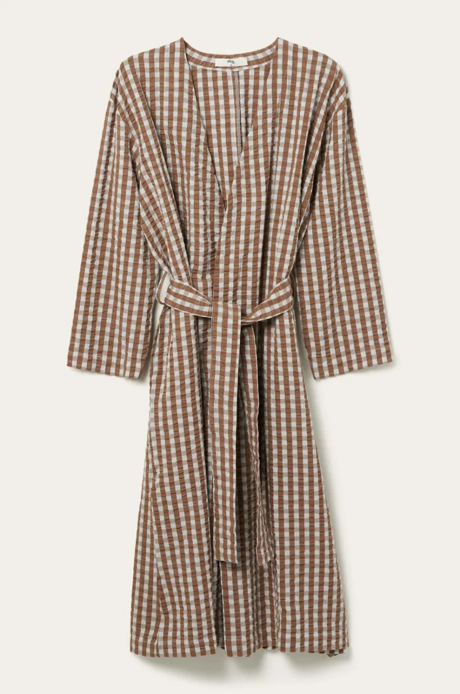Discount Ellos Home Kimono Nell Check Kimono Lyseblå/brun