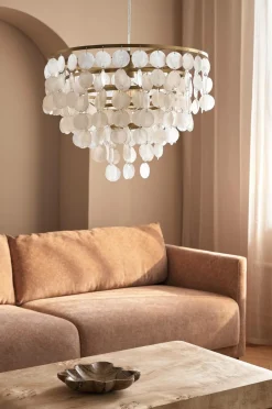 Discount Ellos Home Loftslampe Seashell Messing/opal hvid