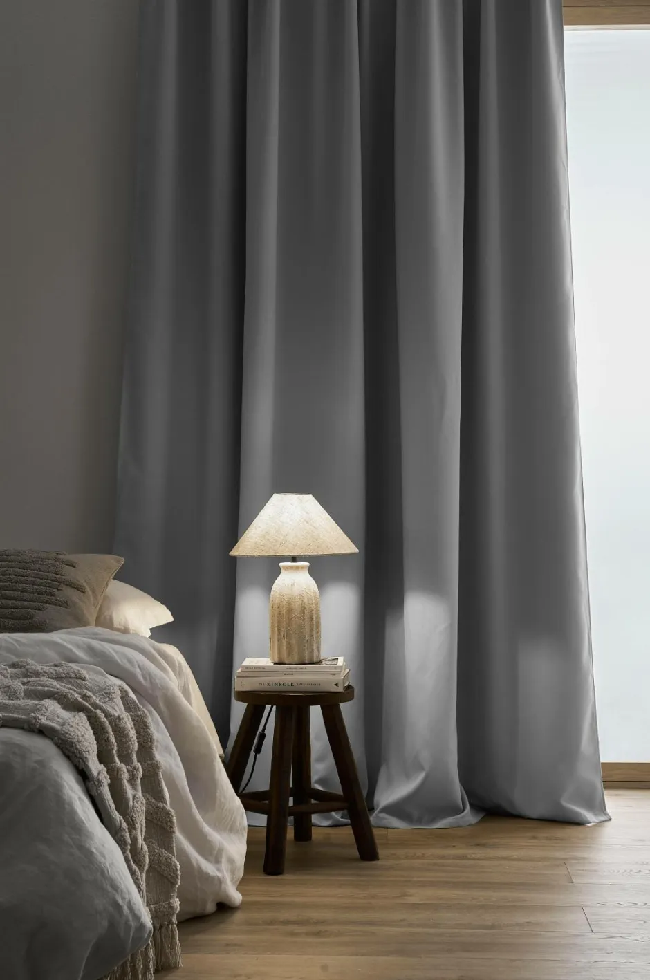 Discount Ellos Home Mørklæggende gardin Elena Wide, ekstra bredt Gråhvid