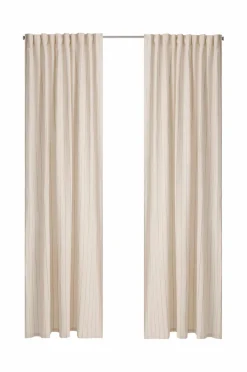 Outlet Ellos Home Multibåndsgardin Elly Thin Stripe i genanvendt halvlinned 2-pak Bronzebrun