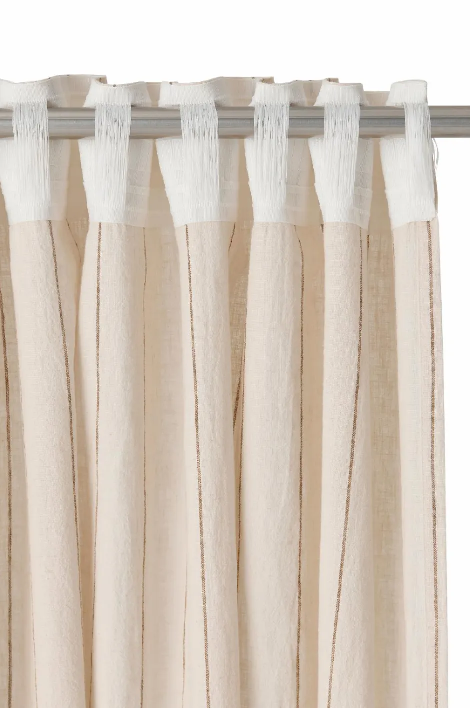 Outlet Ellos Home Multibåndsgardin Elly Thin Stripe i genanvendt halvlinned 2-pak Bronzebrun
