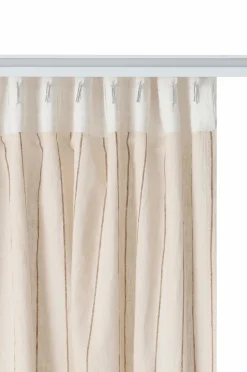 Outlet Ellos Home Multibåndsgardin Elly Thin Stripe i genanvendt halvlinned 2-pak Bronzebrun